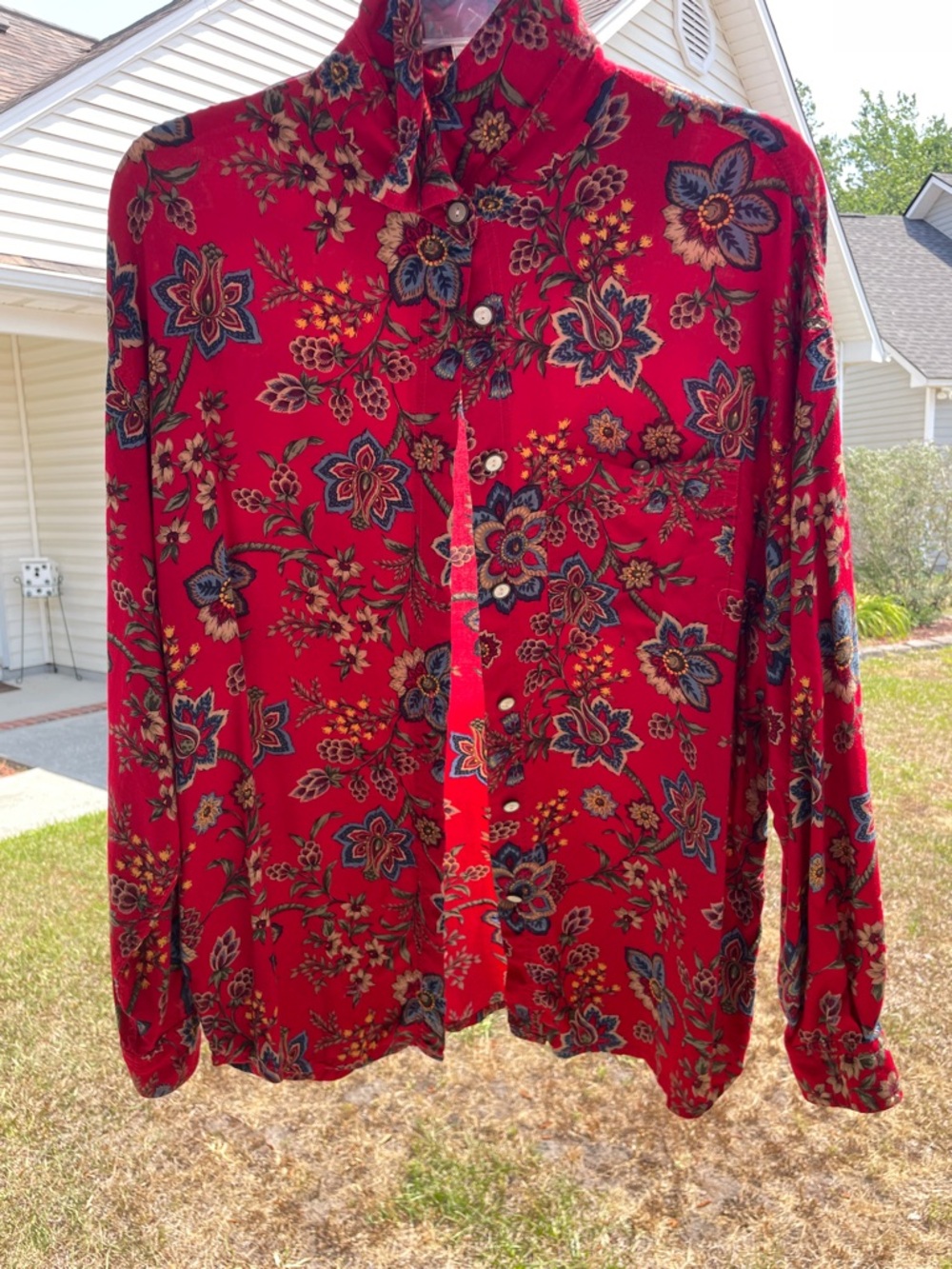 Liz Claiborne Red Floral Button-Down Shirt